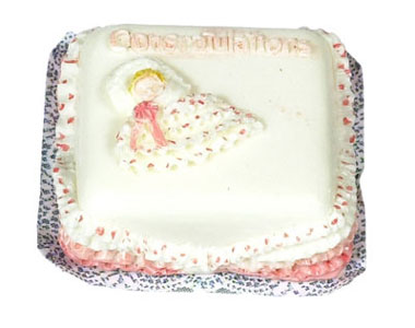 Dollhouse Miniature Congratulations Cake, Girl, 2 Pc